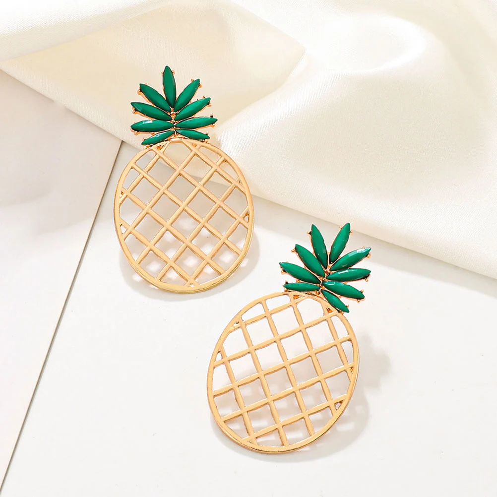 1 Pair Fruits Earrings Pineapple Stud Earrings Decorative Women Earrings Girl Earrings