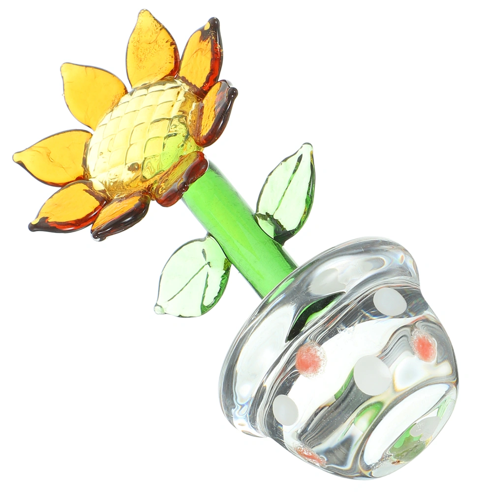 Glass Sunflower Statue Glass Sunflower Figurine Ornament Glass Flower Crafts Home Decor