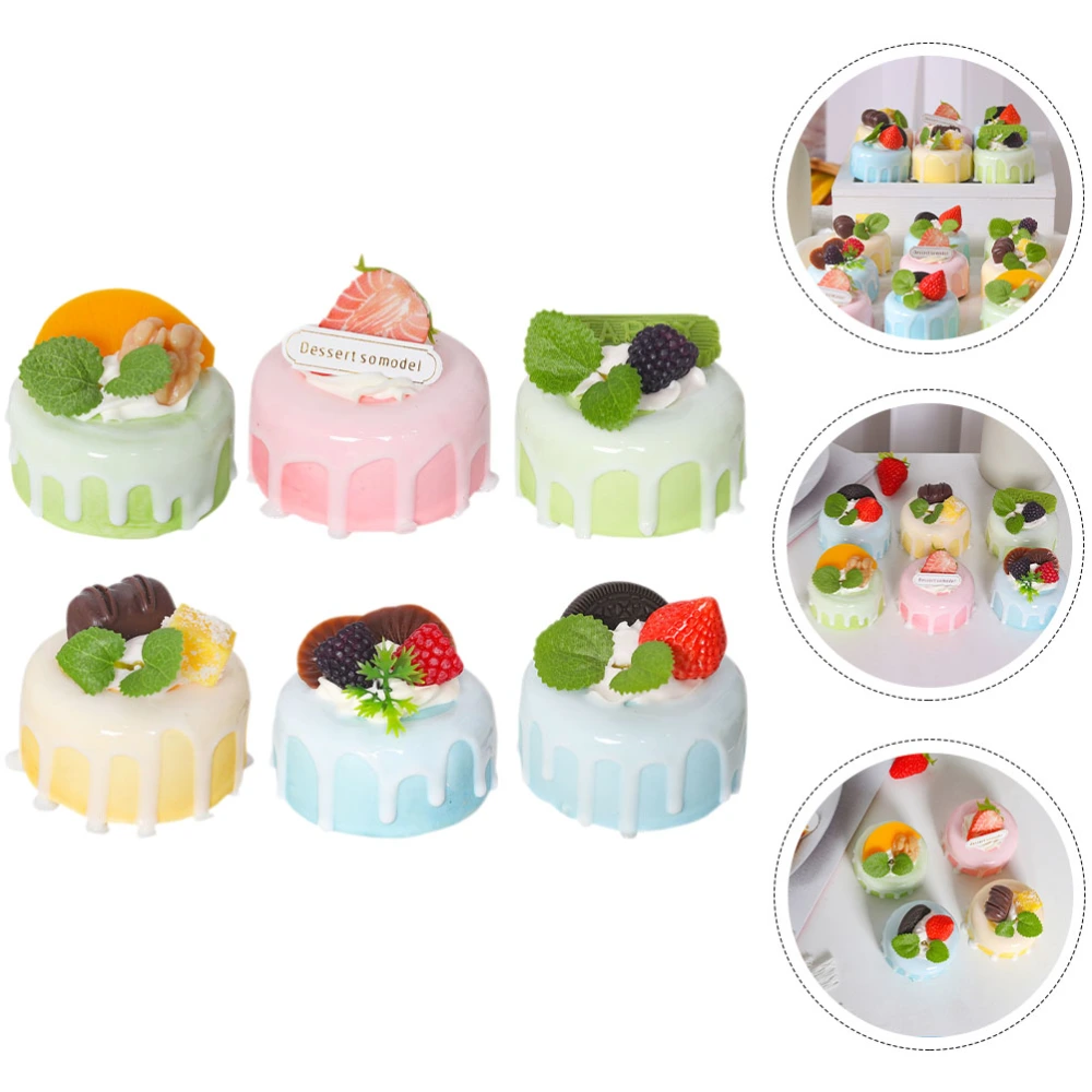 6Pcs Fake Cake Decor Party Dessert Photography Props Dessert Decoration Display Cake(Mixed Style)