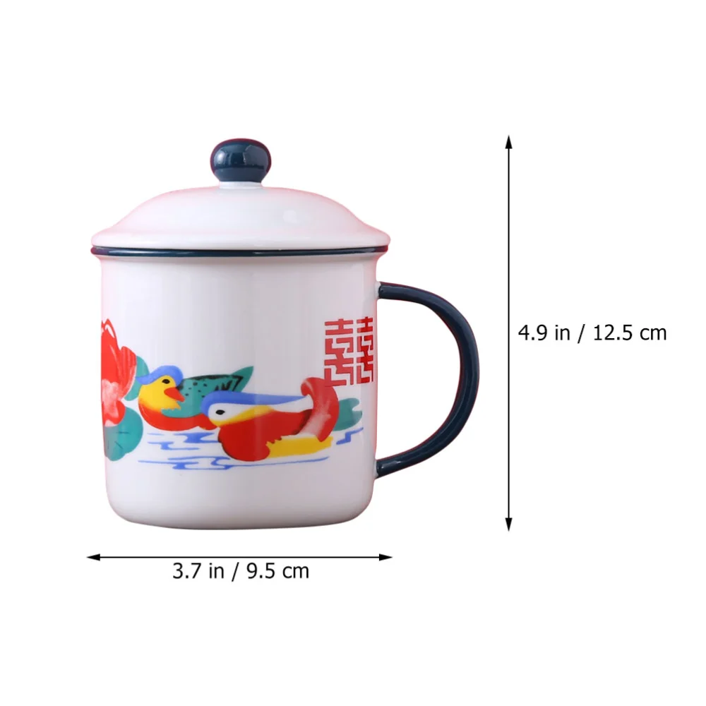 Unique Chinese Style Cup Lidded Ceramic Mug Cup Portable Drinking Cup Festive Pattern Mug