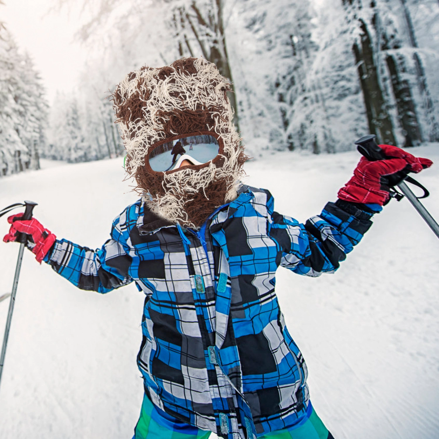 Fuzzy Mask Balaclava Knitted Full Face Ski Mask Winter Windproof Neck Warmer for Men Women