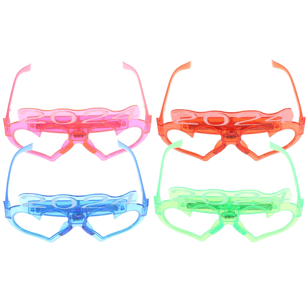 4pcs New Year Eyeglasses Plastic Glasses Props Annual Meeting 2024 Eyeglasses LED Light Up Glasses