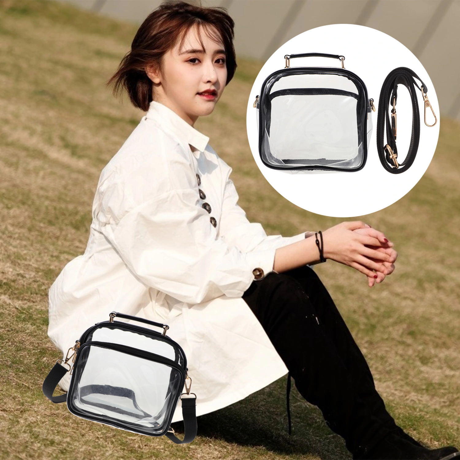 Clear Crossbody Messenger Transparent Shoulder Bag Concert StadiumTransparent Purse Clear Bag
