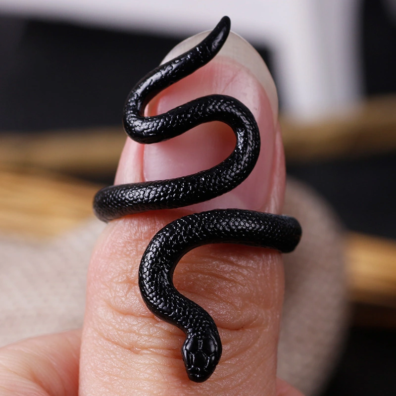 4pcs Adjustable Ring Snake Shaped Ring Punk Gothic Ring Opening Finger Ring