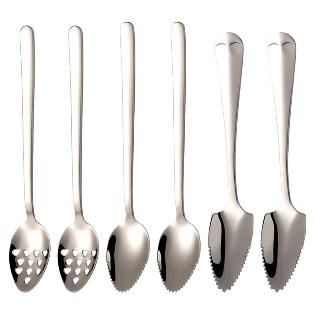 6Pcs Fruit Scraper Spoons Dessert Spoons Stainless Steel Grapefruits Scraping Spoon