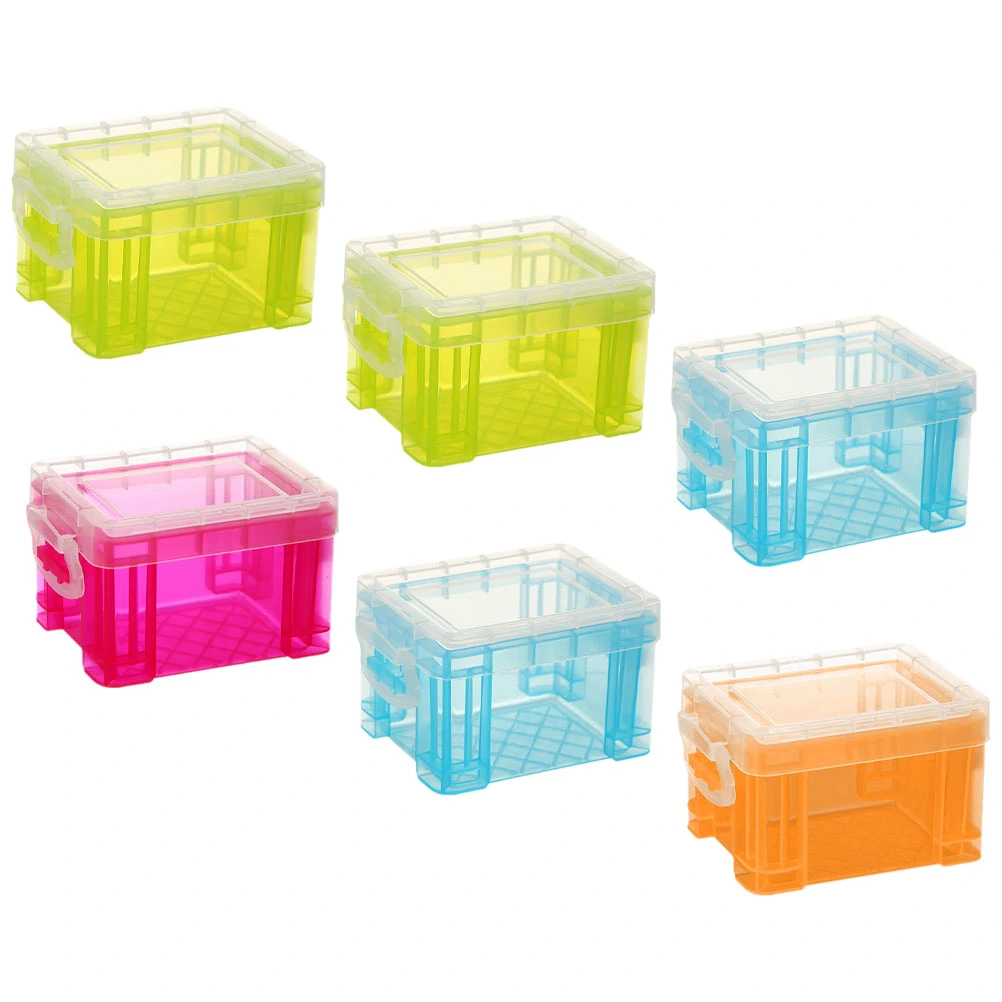 6Pcs Small Plastic Storage Box with Lid Small Storage Bin Box Sundries Storage Box