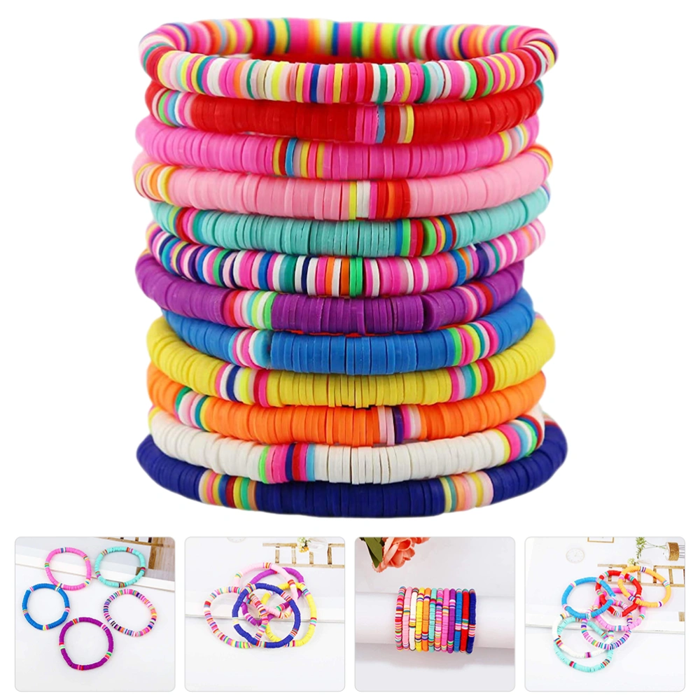 12pcs Polymer Clay Bracelets Girls Bracelets Elastic Bracelet Women Wristlet Decors