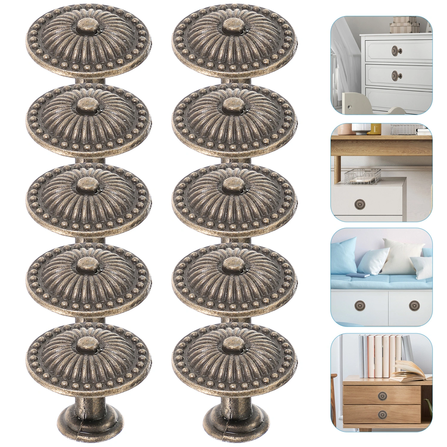 10 pcs Round Cabinet Knobs Vintage Drawer Knobs Decorative Dresser Knobs Round Knobs