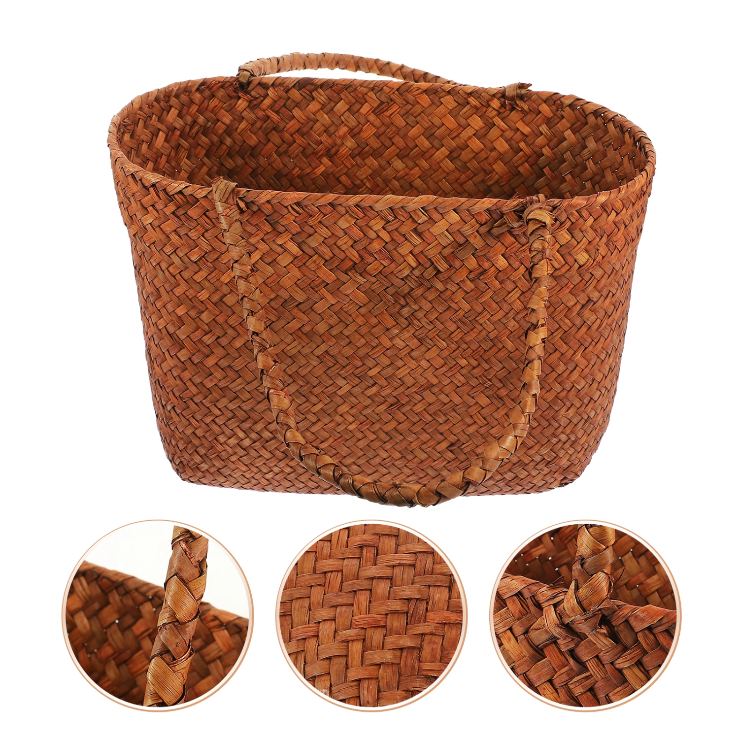 Woven Picnic Basket Handheld Woven Basket Fruits Vegetable Basket Hand Woven Basket