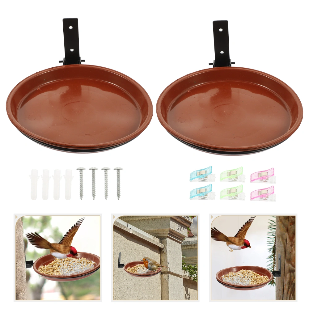 1 Set of Hanging Bird Bath Tray Bird Feeder Deck with Heavy Duty Ring for Fences