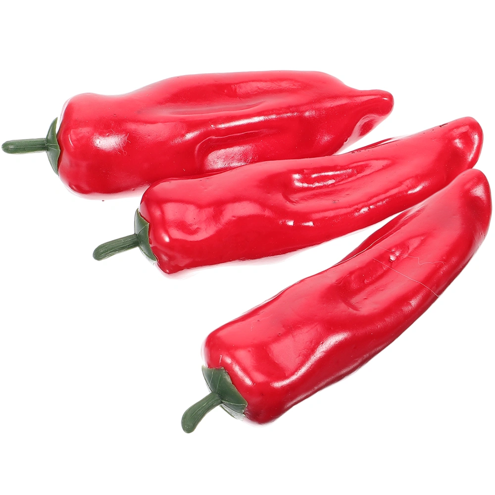 3pcs Artificial Peppers Simulation Chili Peppers Fake Vegetable Model Photo Props