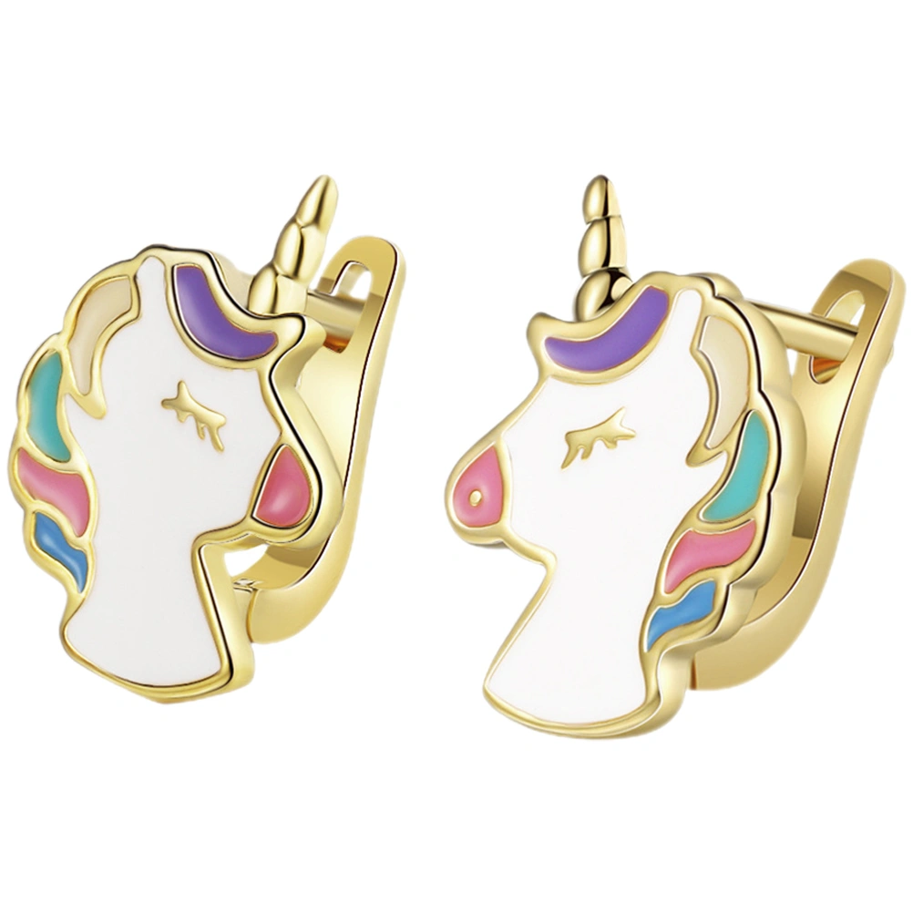 1 Pair Unicorn Earrings Stud Earrings Ear Buckle Unicorns Ear Jewelry for Women Girls