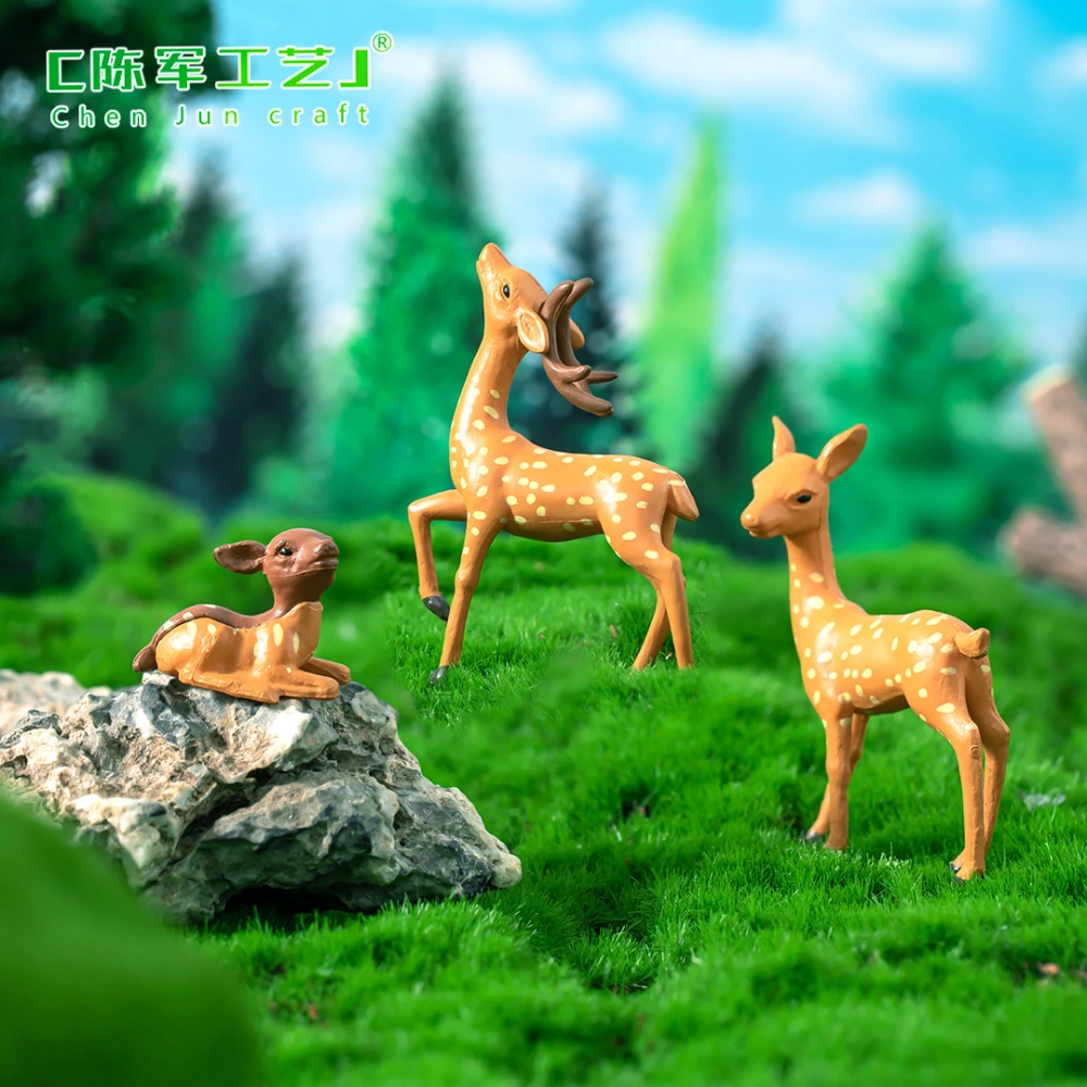 4pcs Deer Models Deer Ornaments Small Bonsai Deer Decorations Garden Deer Miniatures