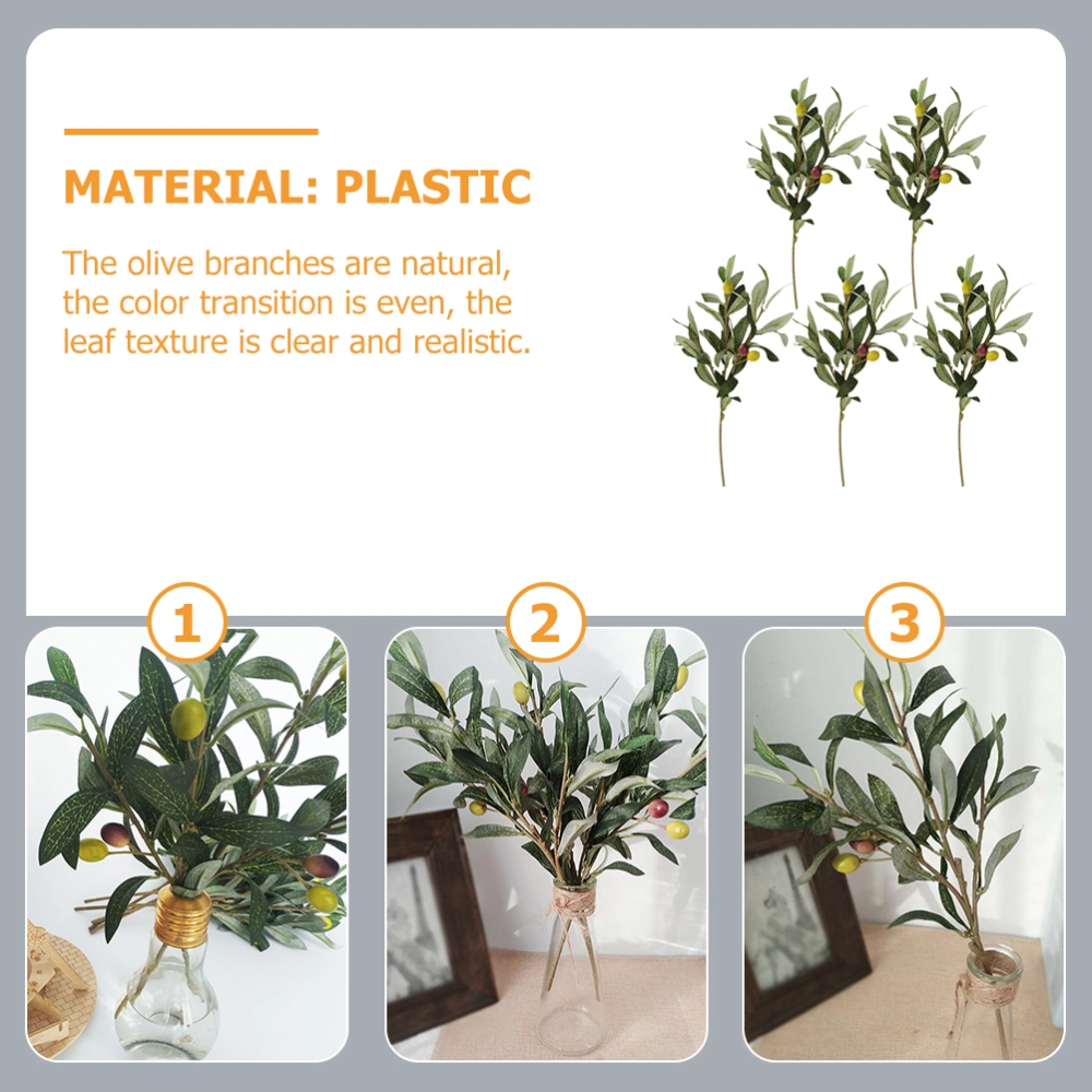 4pcs Simulation Olive Branches Household Olive Branches Decorative Artificial Plants for Wedding Home