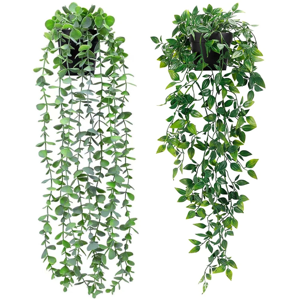 3pcs Artificial Hanging Vine Decoration Indoors Hanging Plant In Pot Realistic Fake Hanging Plant