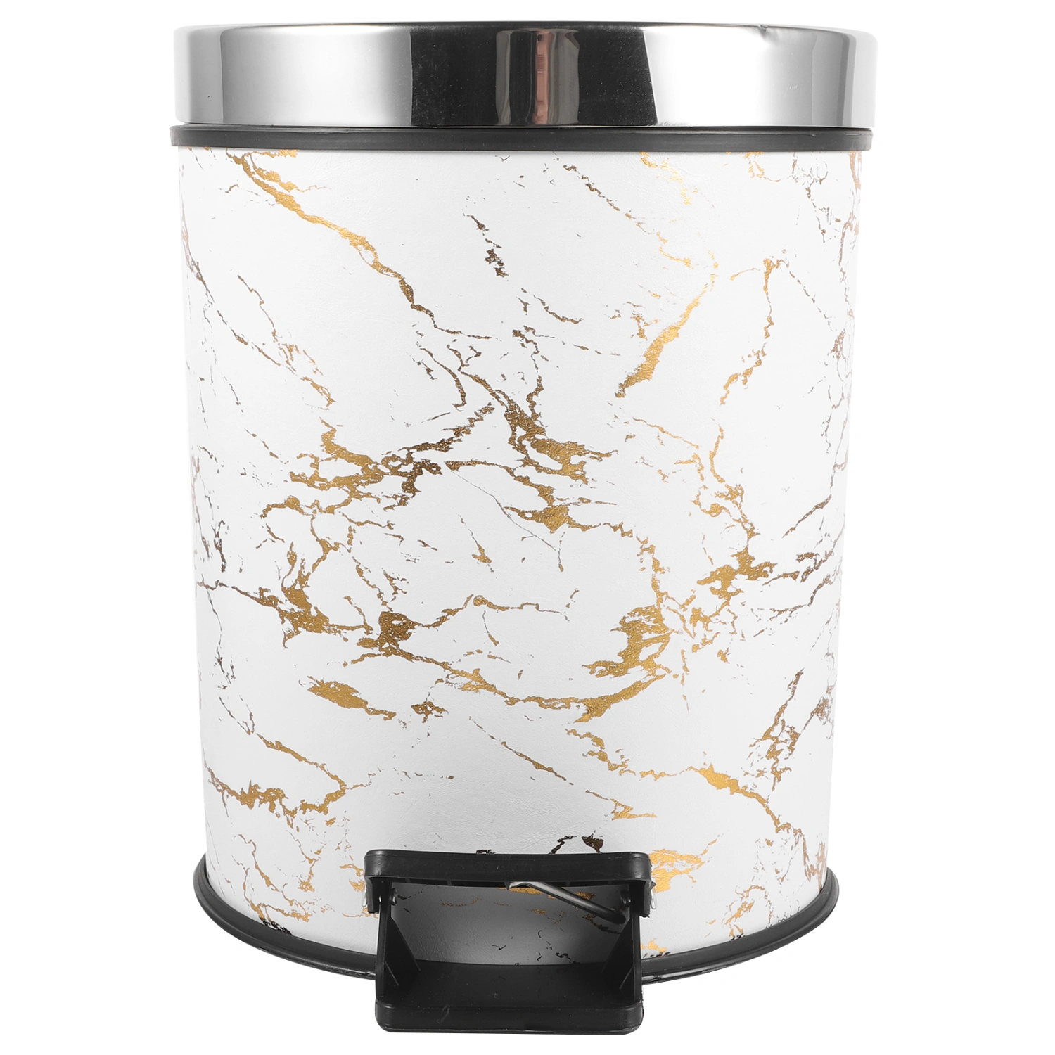 Marble Pattern Kitchen Trash Can Household Garbage Container Lidded Trash Can