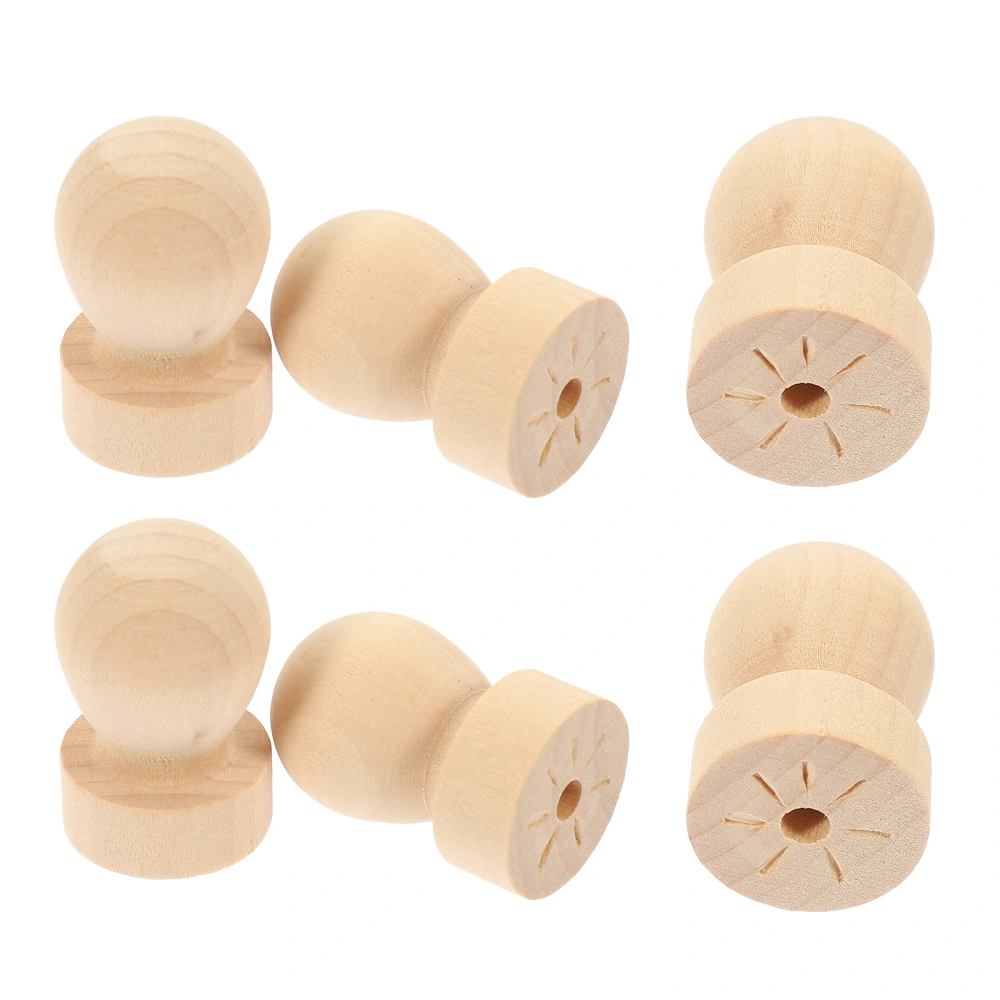 6pcs Wood Stamp Handles Replacements Stamp Handle Parts Wooden Wax Seal Handles