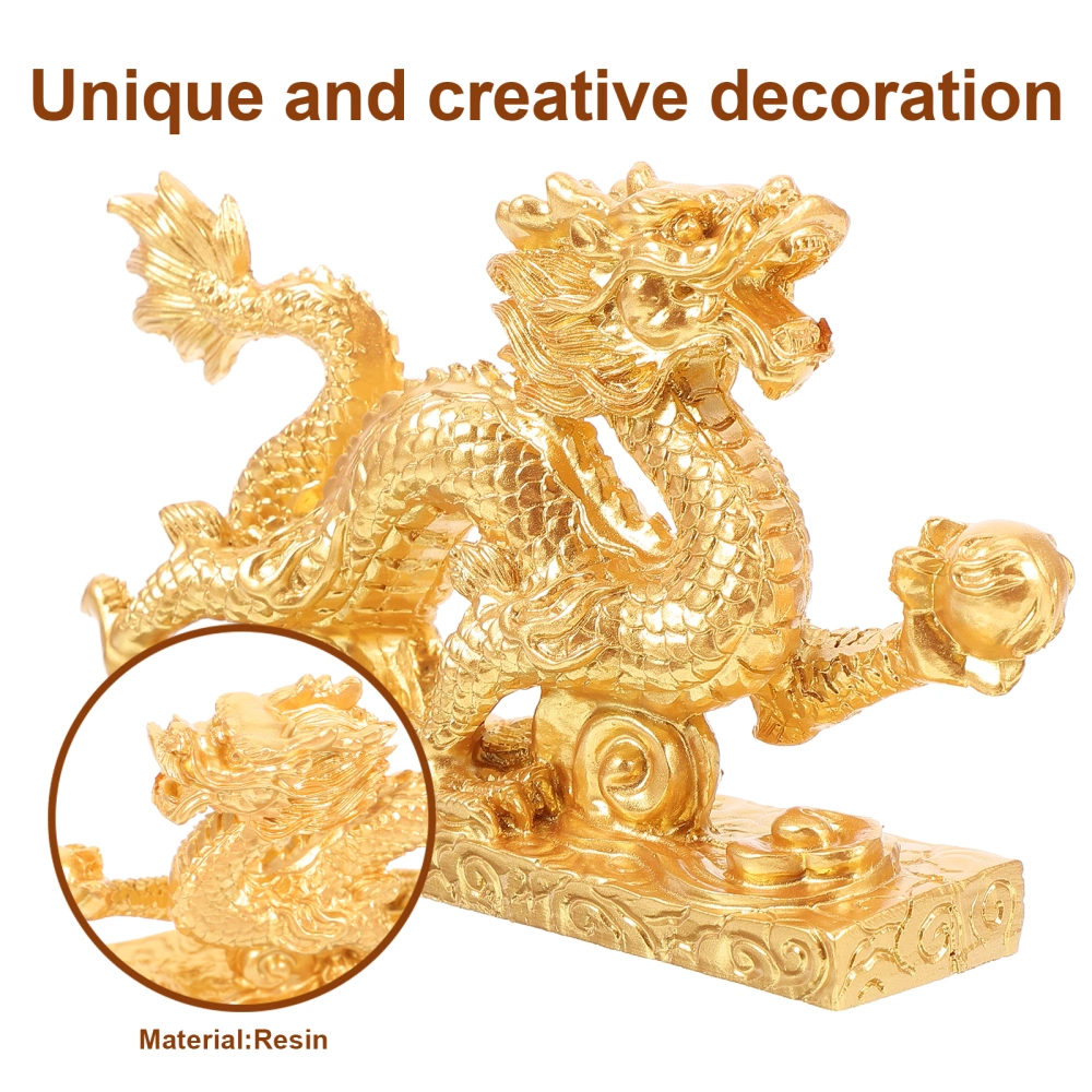 Resin Dragon Statue Wealth Prosperity Ornament Chinese Auspicious Dragon Figurine Office Decor