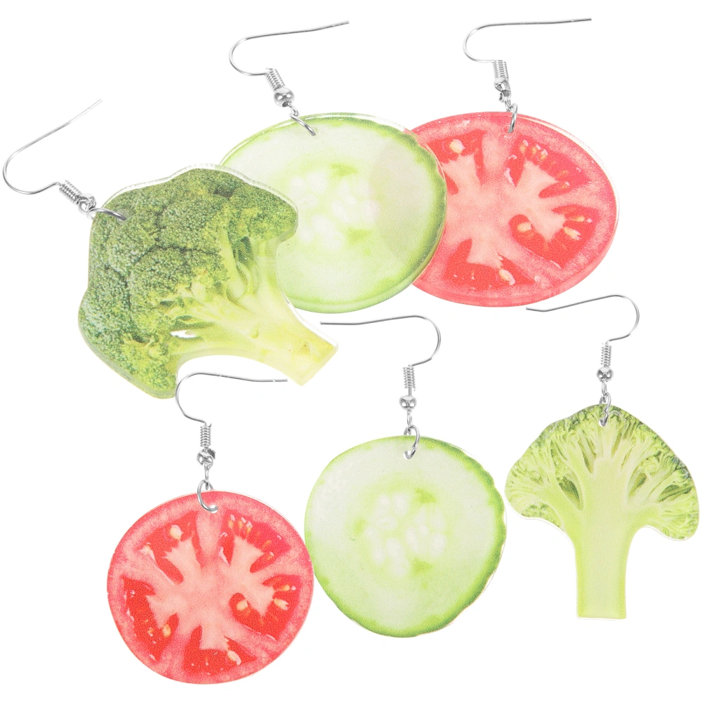 3 Pairs Vegetable Dangle Earrings Funny Earrings Dangle Earrings Women Earring Decors