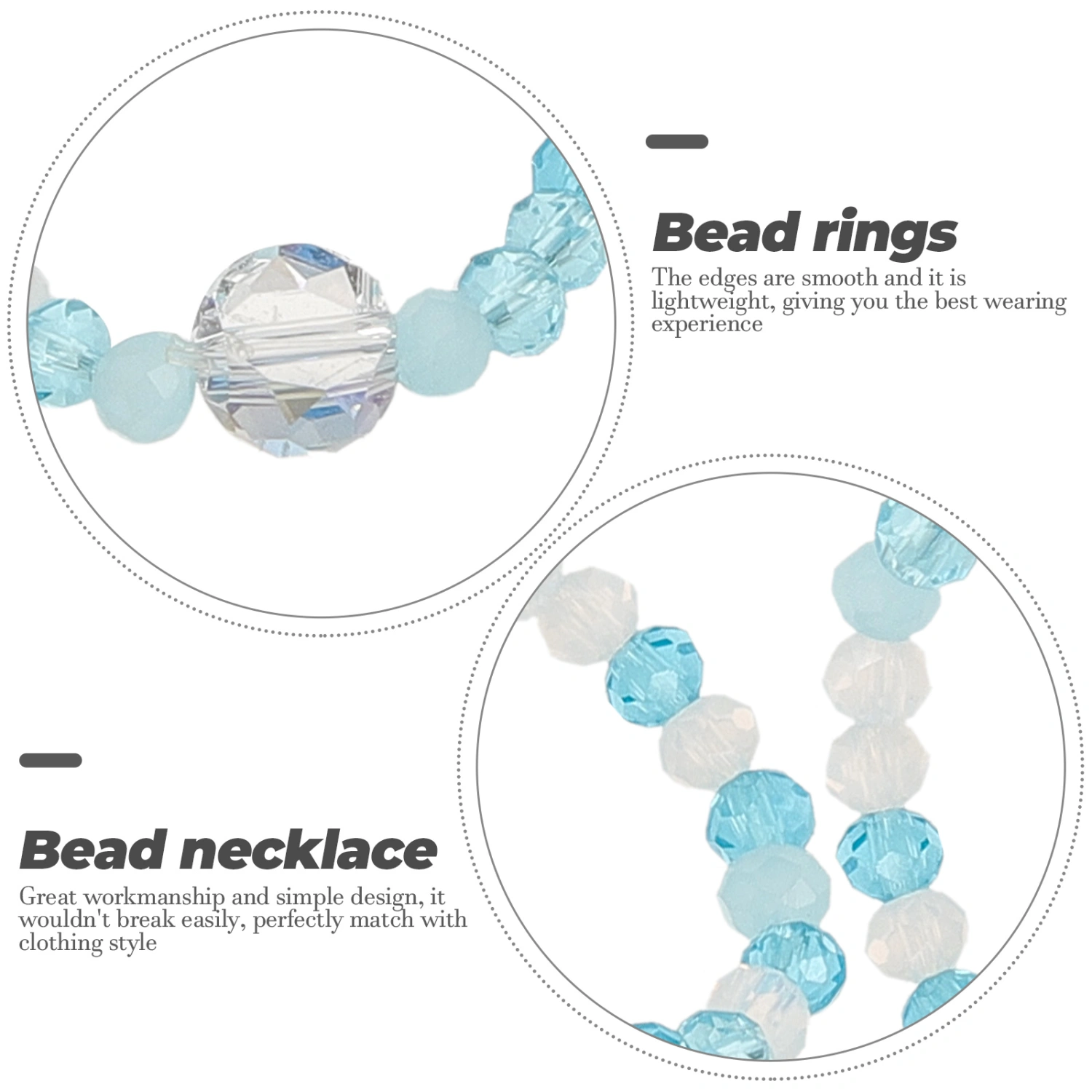 1 Set Crystal Beaded Necklace Rings Trendy Clavicle Chain Finger Ring Jewelry for Women