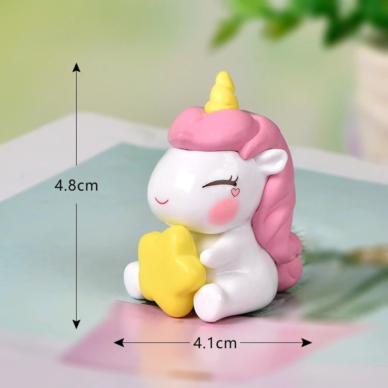 4pcs Miniature Resin Unicorn Figurines Miniature Figurines Unicorn Model Cake Unicorn Figurine