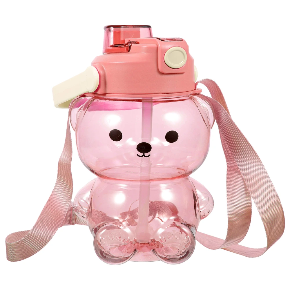 Bear Water Bottle Large Bear Shaped Cute Drinking Bottle Travel Drinking Water Cup with Straw