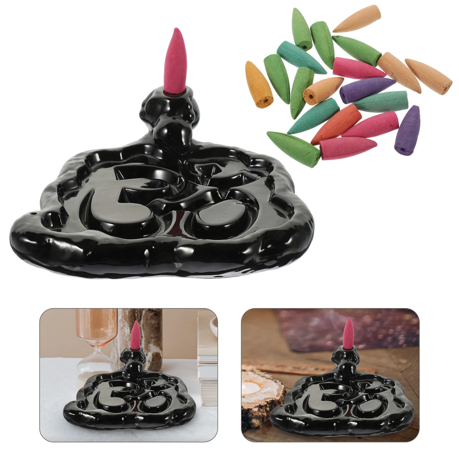Ceramic Backflow Incense Holder Incense Waterfall Holder Backflow Incense Burner
