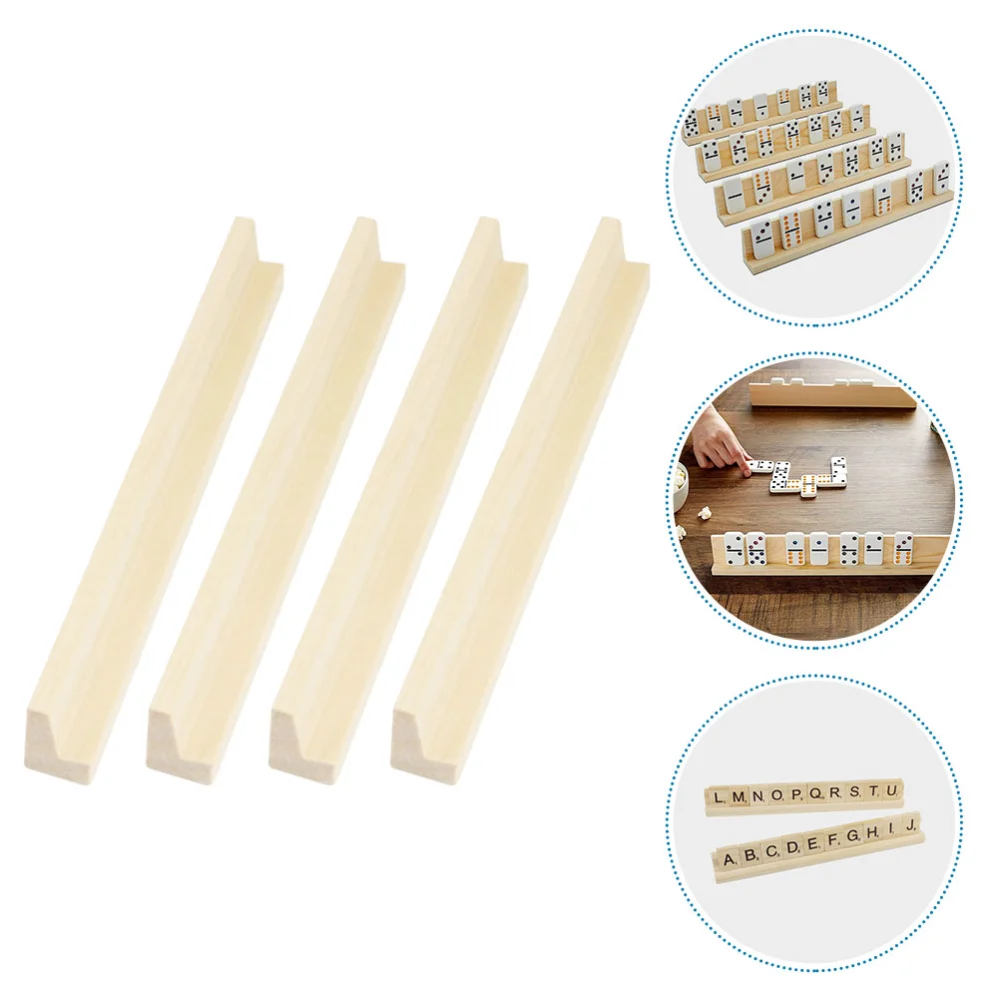 4pcs Convenient Domino Holders Diy Domino Trays Wooden Domino Bases Domino Accessories