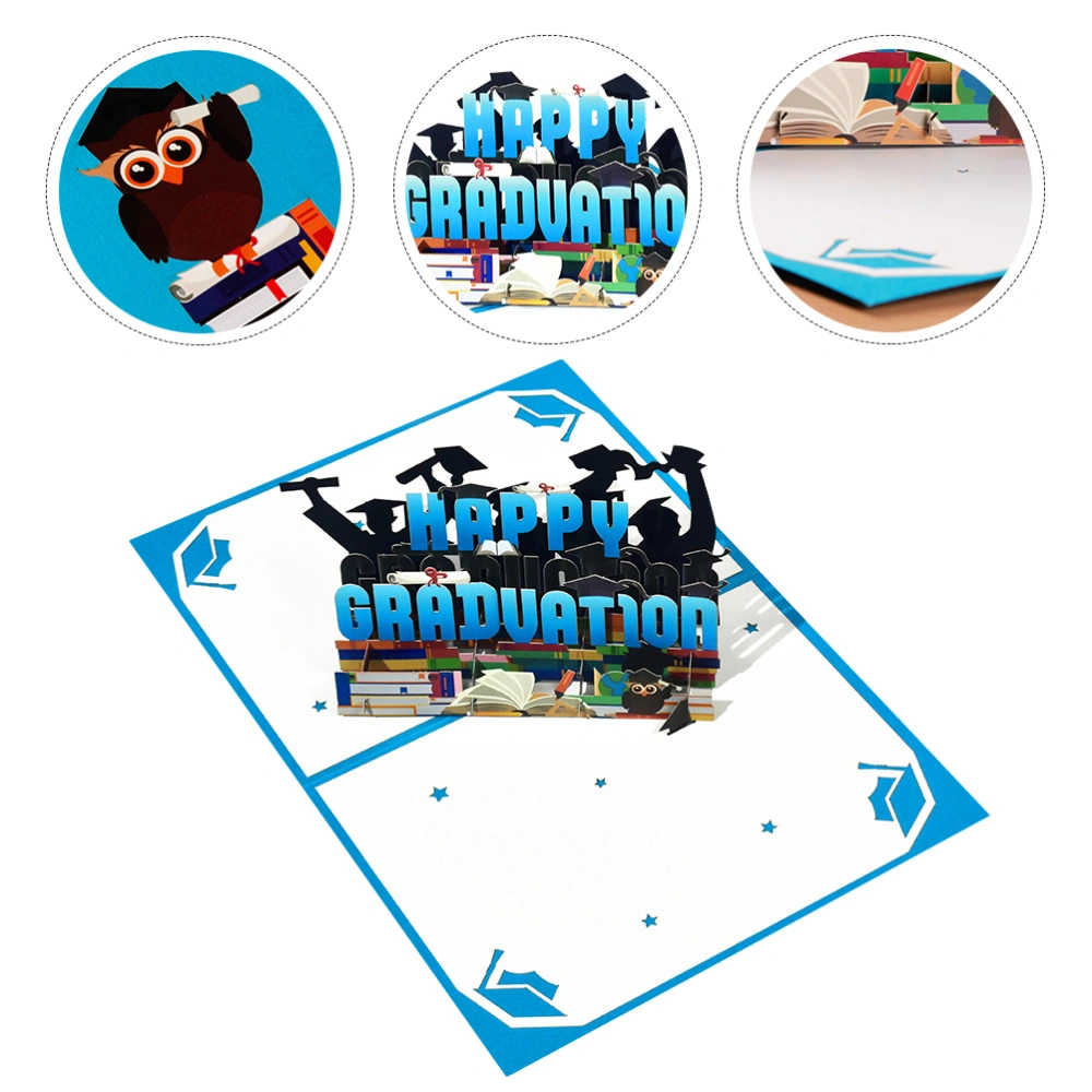 2Pcs 3D Graduation Card Graduation Stereoscopic Card Congratulation Greeting Card Gift Card