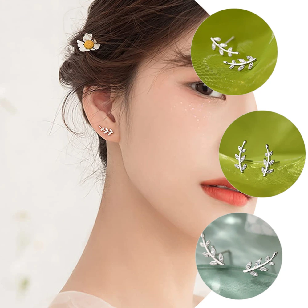 1 Pair Small Leaf Earrings Studs Ear Crawler Hypoallergenic Leaf Stud Earrings for Women