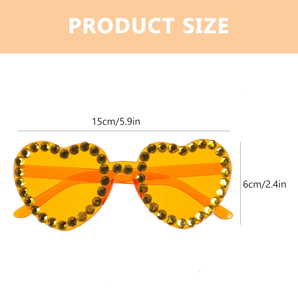 1 Pair Woman Sunglasses Stylish Sunglasses Rhinestone Heart Shape Sunglasses