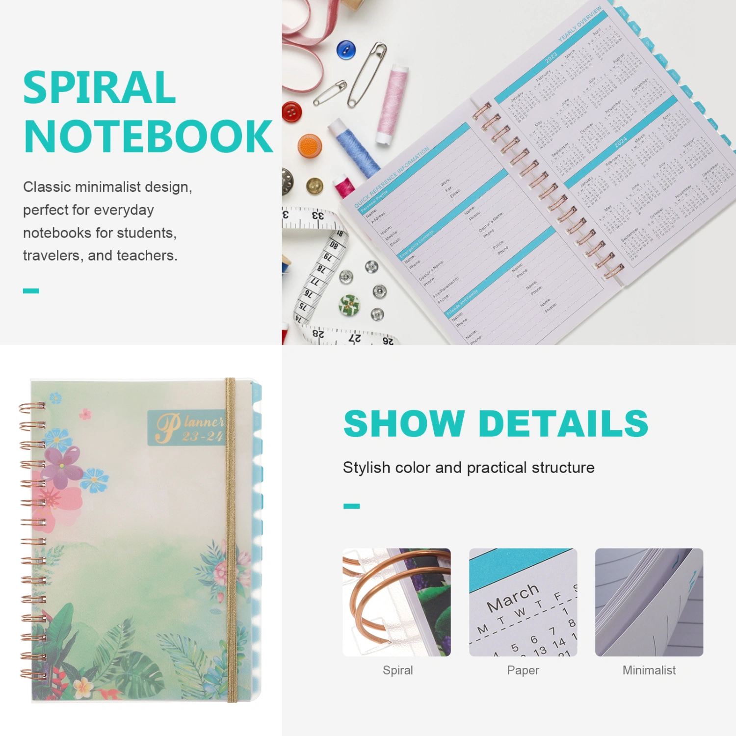 Multi-Function Note Book Portable Planner Organizer Office Academic Planner Office Accessory