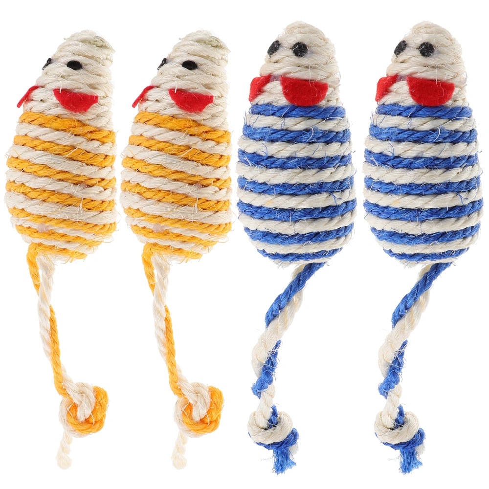 4Pcs Mice Cat Toys Sisal Mouse Cat Toy Interactive Cat Toy Pet Playing Toy for Kitten Training