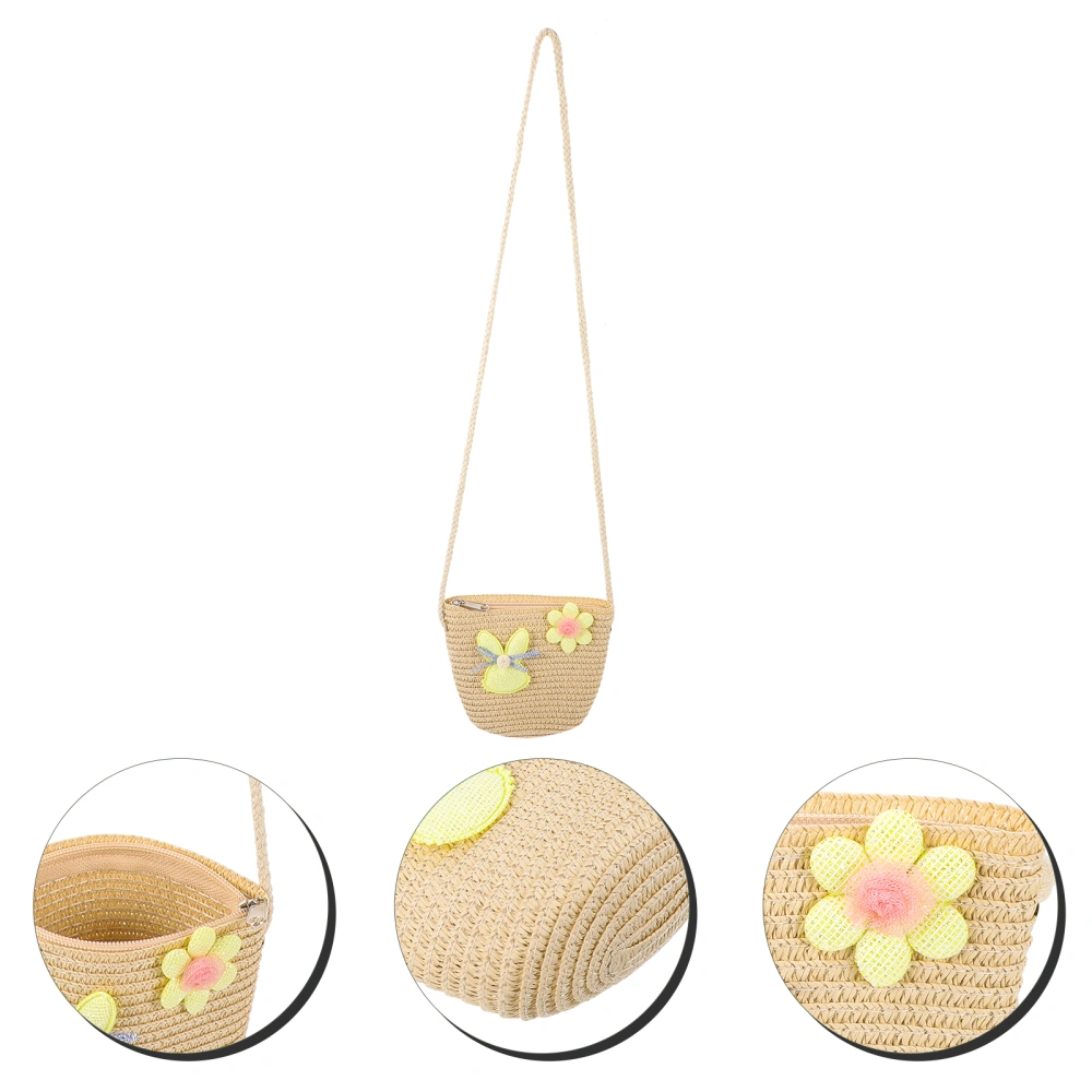 Woven Bag Little Girls Shoulder Bag Crossbody Bag Cute Straw Shoulder Bag for Vacation Party