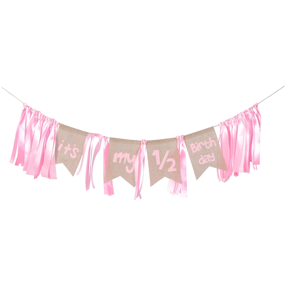 Chair Banner 1/2 Birthday Banner Chair String Flag Decorative Backdrop Banner Birthday Pull Flag