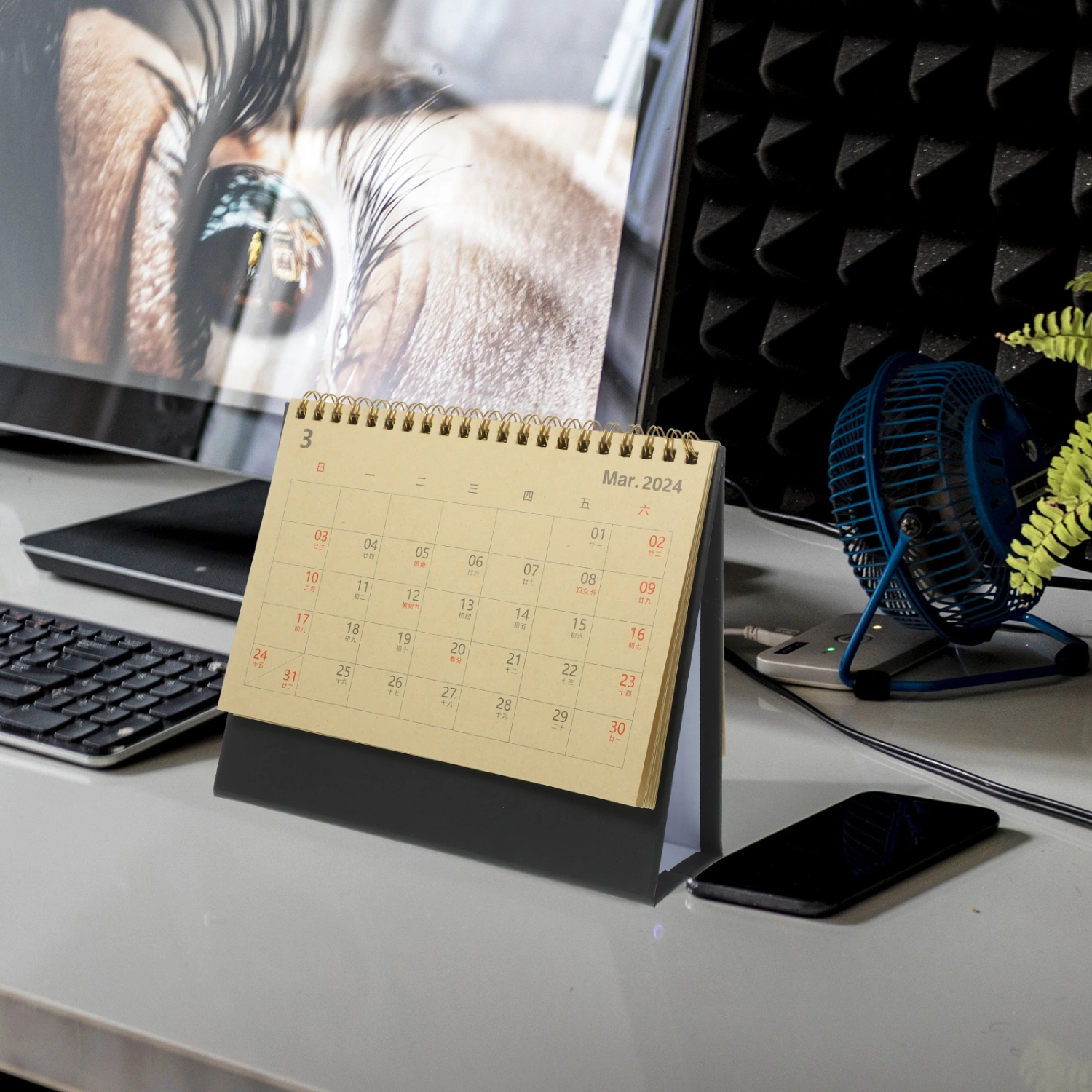 Spiral Binding Calendar Decorative Standing Desk Calendar Office Desktop Calendar