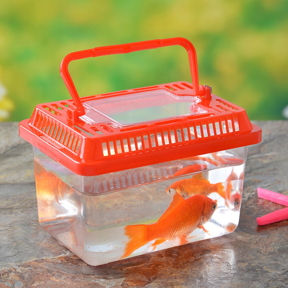 5pcs Plastic Small Fish Tank Handheld Aquarium Fish Tank Transparent Turtle Box Pet Hamster Box Mixed Color