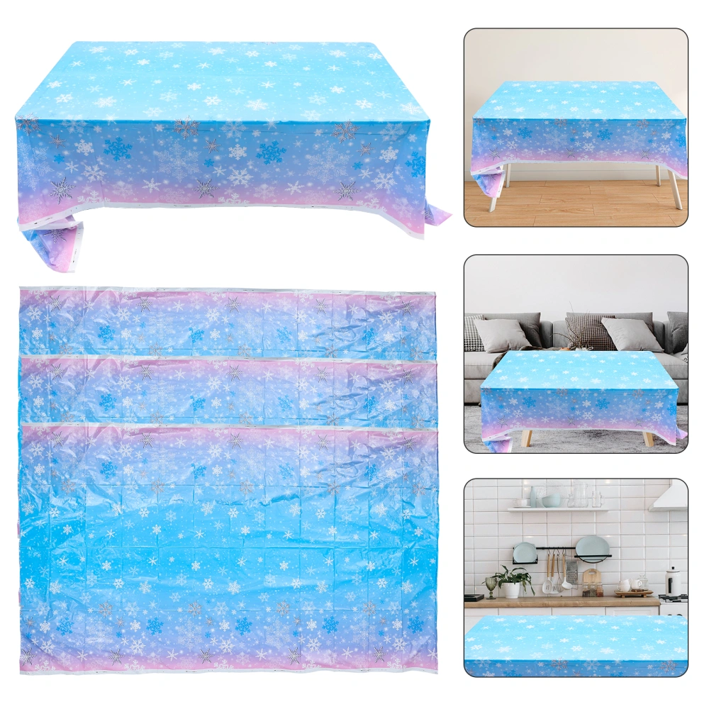 3pcs Snowflake Table Cloth Decorative Table Cover Birthday Party Tablecloth Party Favor