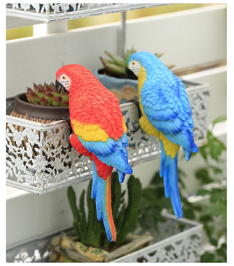 Lifelike Simulation Parrot Garden Decorative Artificial Parrot Model Colorful Resin Parrot Craft