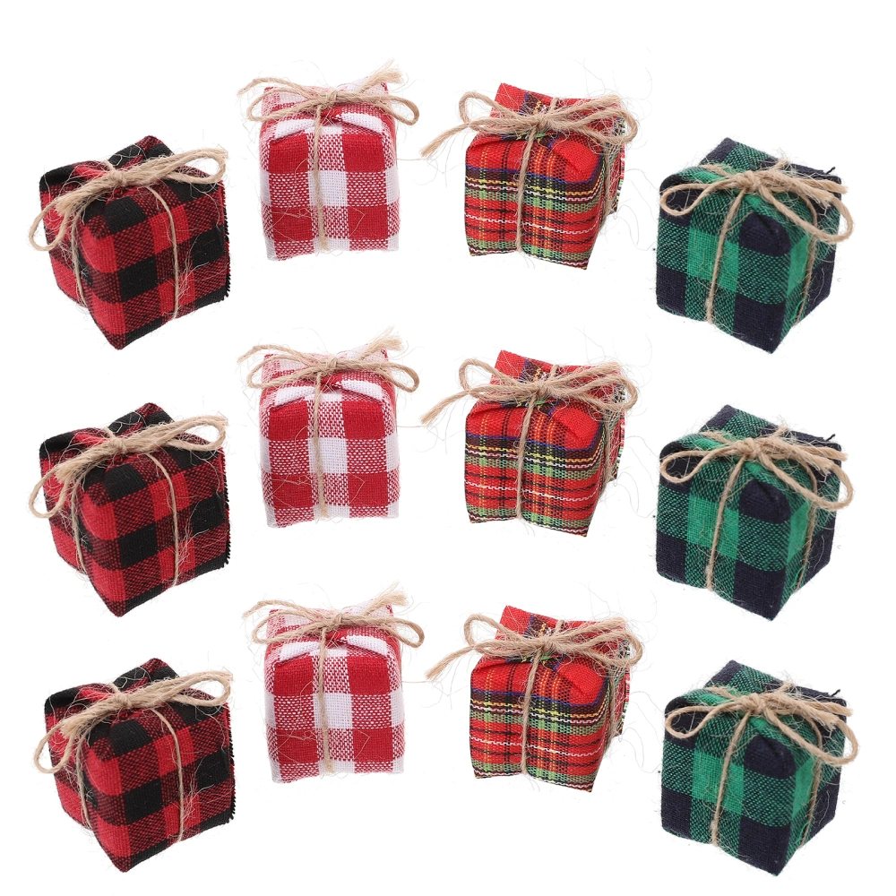 12Pcs Mini Boxes Ornaments Doll House Christmas Miniature Present Box Prop