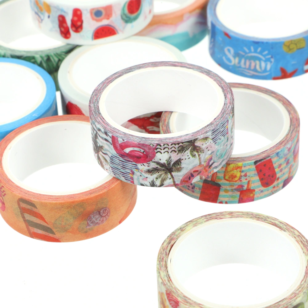 10 Rolls of Delicate Washi Tapes Cuttable Washi Tapes Multi-function Washi Paper Stickers