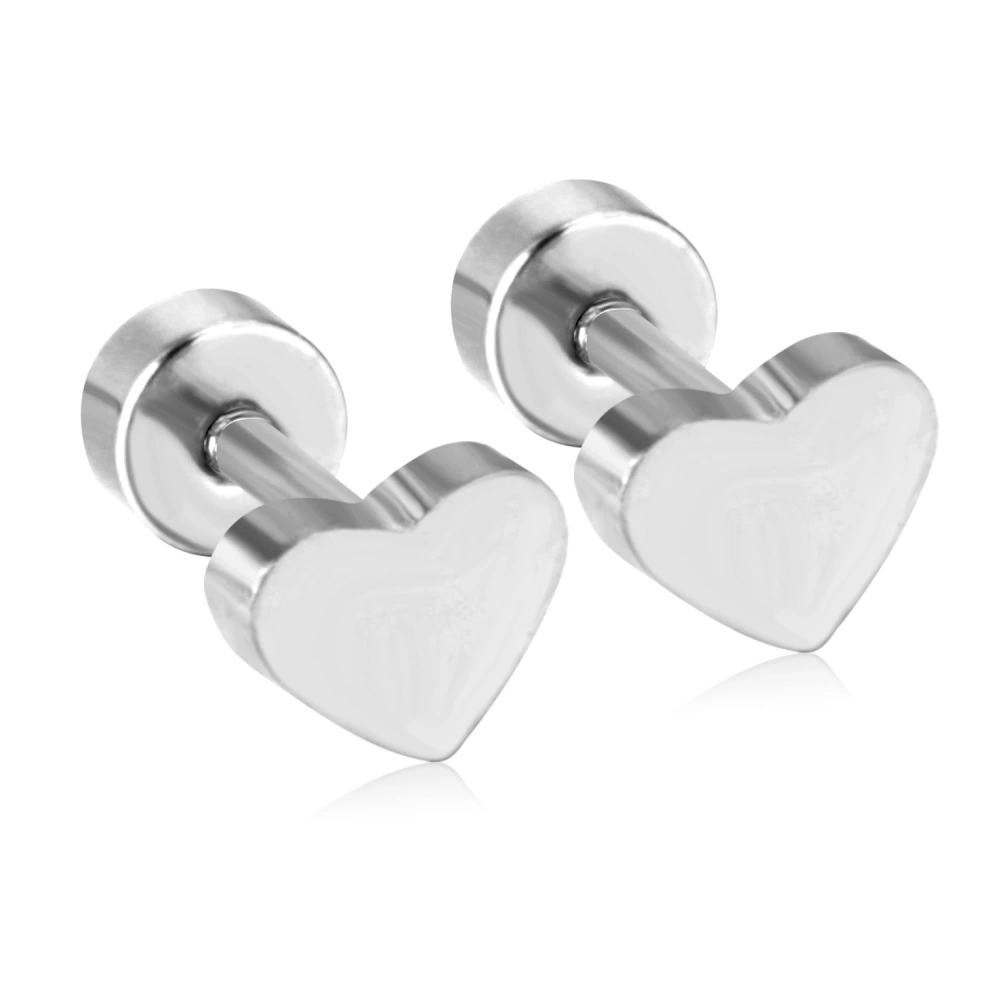 2pcs Heart Shaped Earrings Screw Back Earrings Women Girls Metal Earrings Stud Earrings