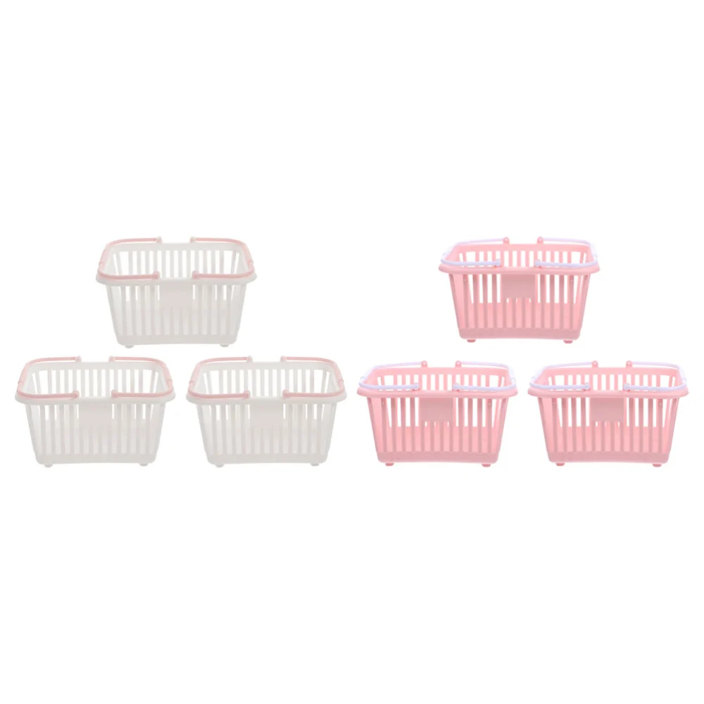 6pcs Storage Basket Plastic Baskets with Handles Convenient Desktop Sundries Basket