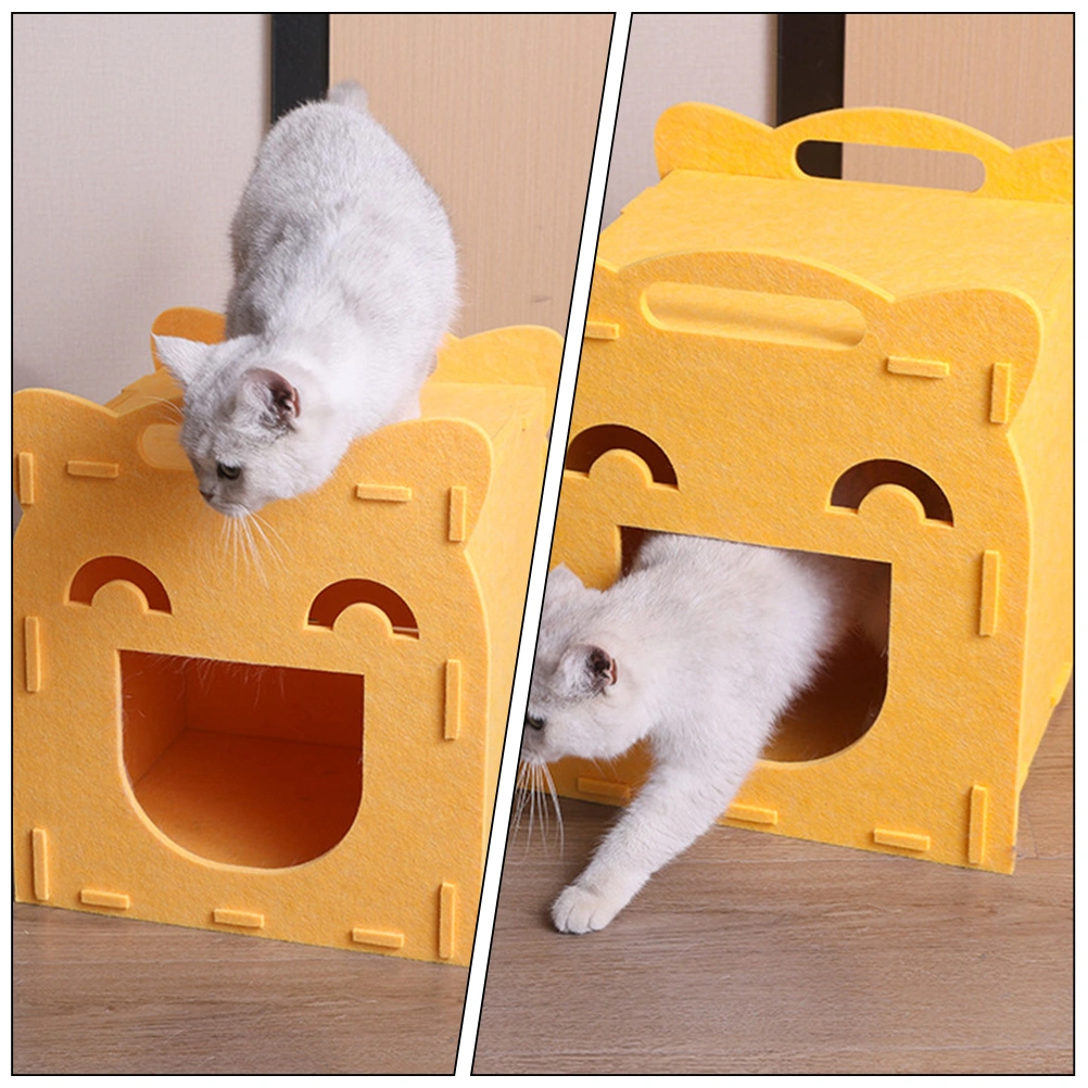 Felt Pet Bed Cat Scratching Board Kittens Small Dogs House Detachable Cat House Scratcher Box