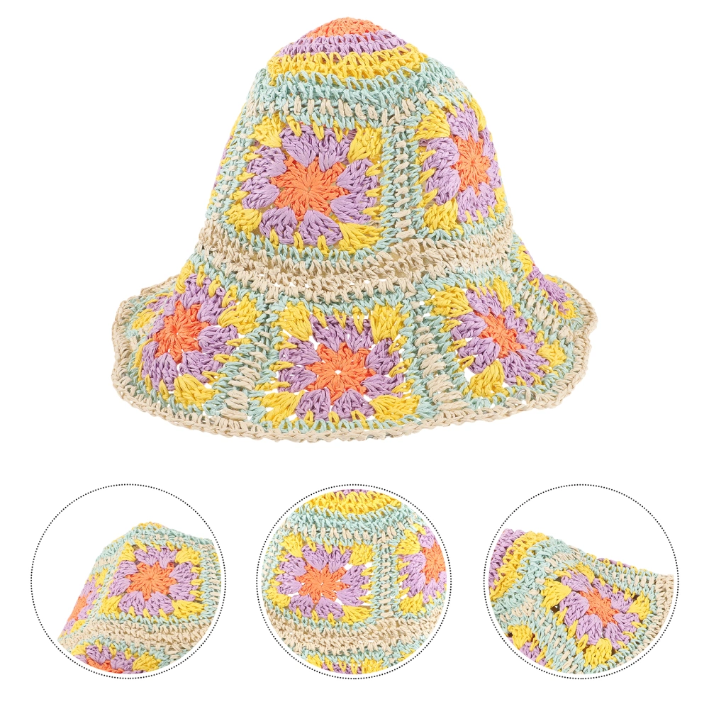 Weaving Bucket Hat Decorative Bucket Hat Summer Hat Sun Protection Hat for Girl