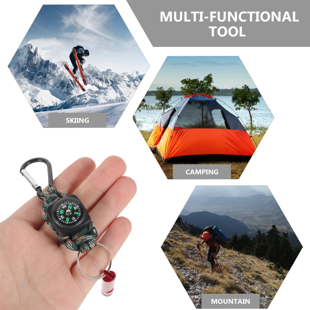 Versatile Hiking Accessory Outdoor Whistle Compass Keychain Gadgets for Mountaineering