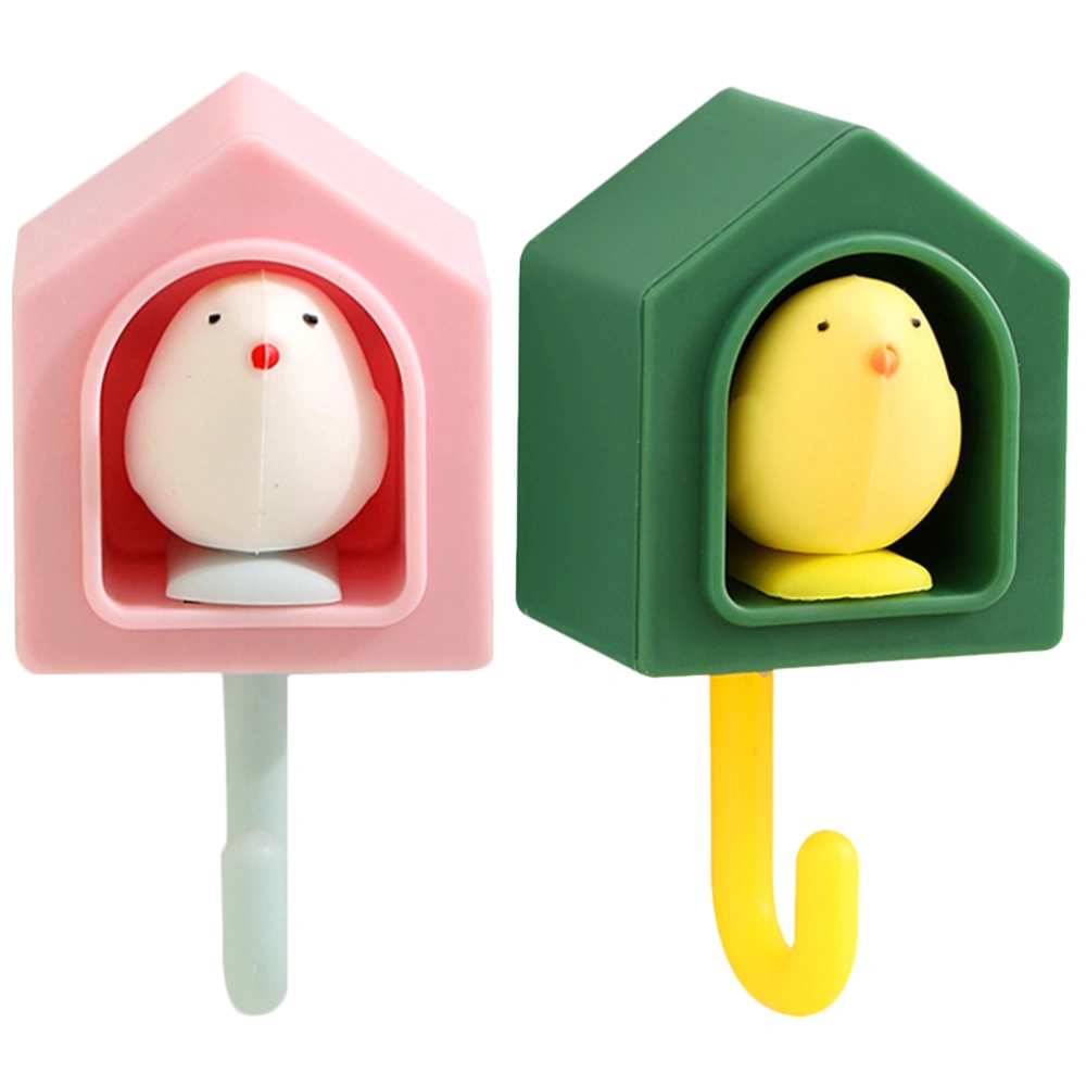 2pcs Sticky Coat Hooks Cute Bird Hook Self Adhesive Hooks Wall Hanging Hooks