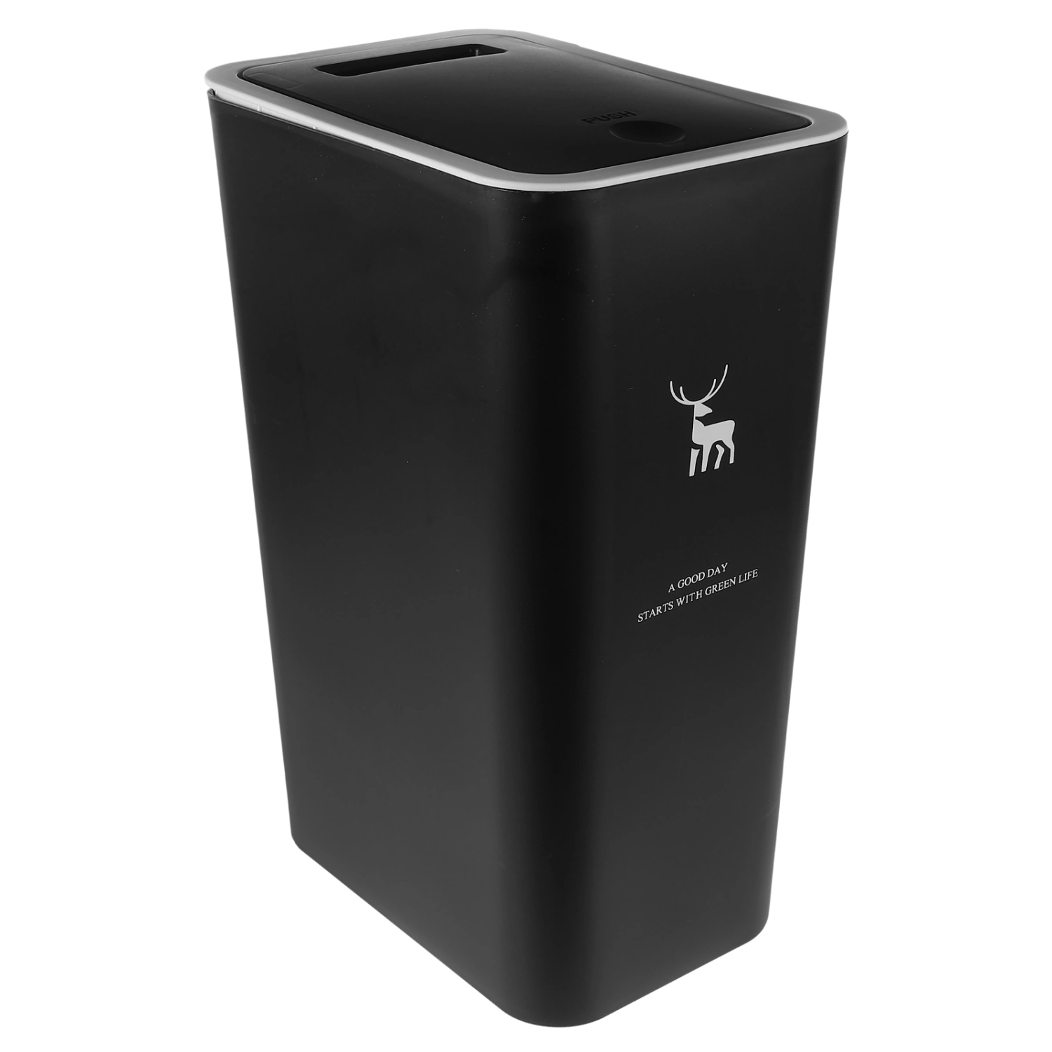Push Type Trash Can Kitchen Bathroom Trash Can with Lid Garbage Wastepaper Bin