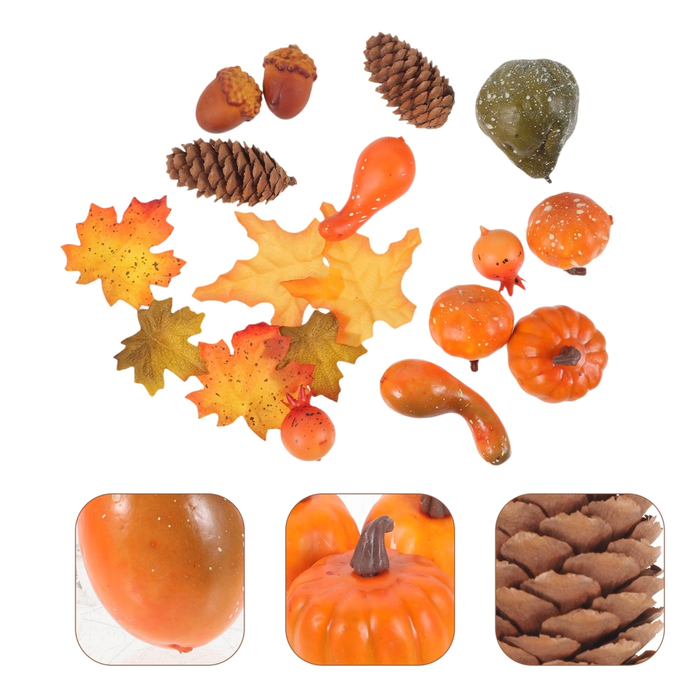 1 Set Thanksgiving Decorations Artificial Pumpkins Maple Leaves Pine Cones Fall Party Supplies