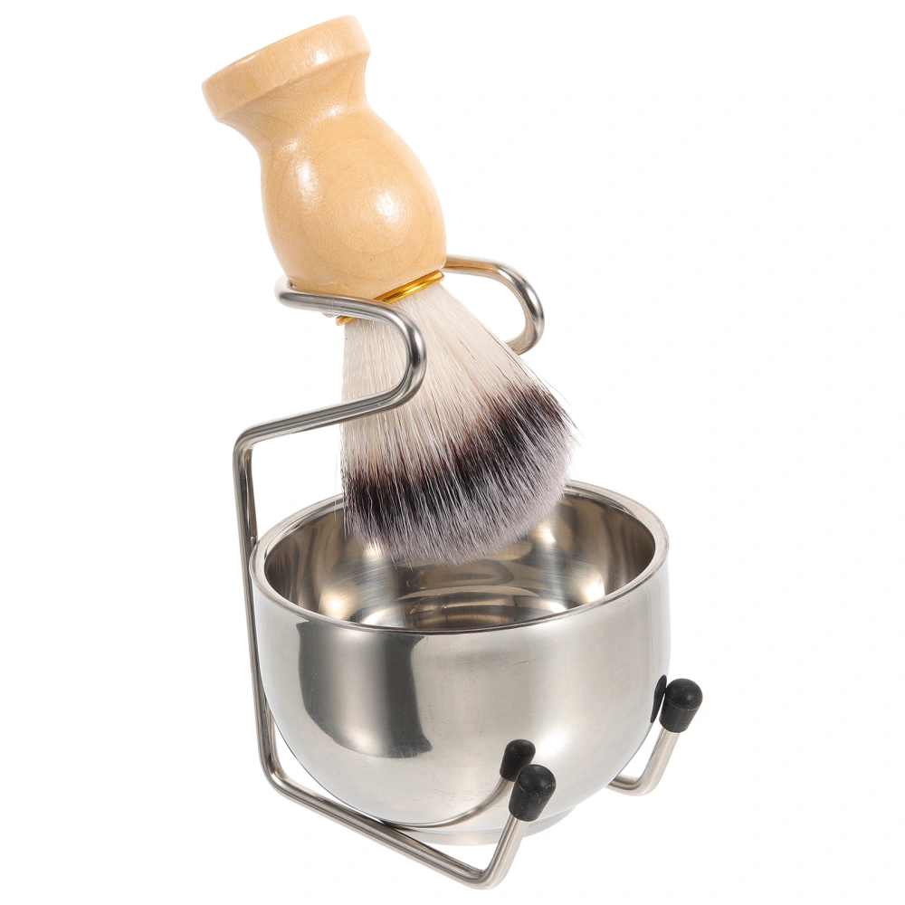 1 Set  of Male Shaving Brush Set Manual Shaver Accessory With Foaming Bowl And Bracket